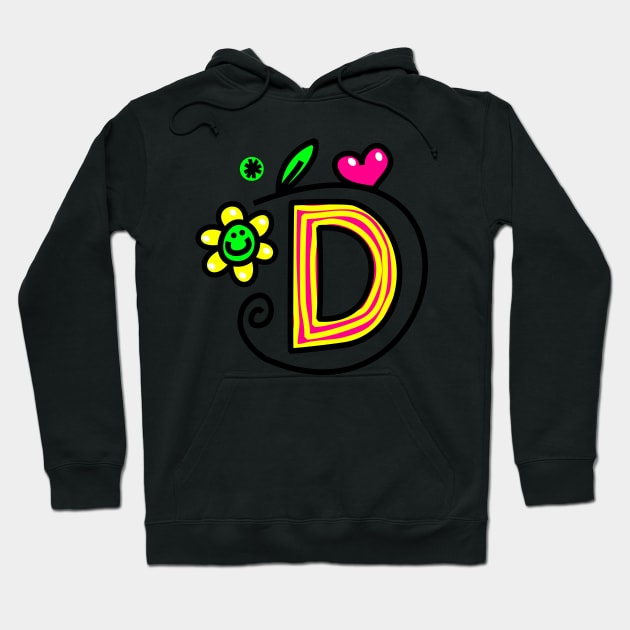 Letter D abc monogram hand drawn colorful alphabet Hoodie by funwithletters